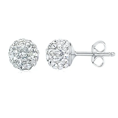Abbildung von SILVEGO Damen Ohrringe aus 925 Sterling Silber mit Swarovski Crystals Kugel Ohrstecker
