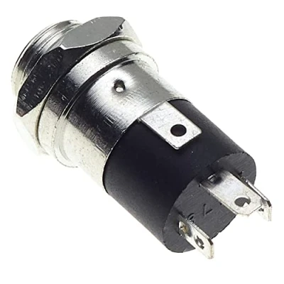 Abbildung von 3,5 mm Klinkenbuchse, 4 polig, Stereo, Chassis Lötanschluss mit Anschlüssen und Sicherungsmutter für Kopfhörer Audio