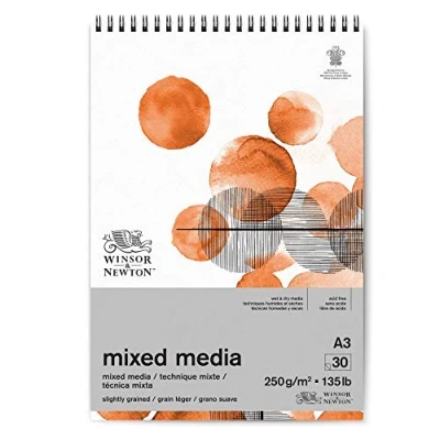 Abbildung von Winsor &amp; Newton 6694003 Mixed Media Papier im Block 30 Blatt DIN A3, 250g/m², FSC, Säurefrei, ohne optische Aufheller, stabil und Alterungsbeständig für alle nassen trockenen Techniken, Weiß