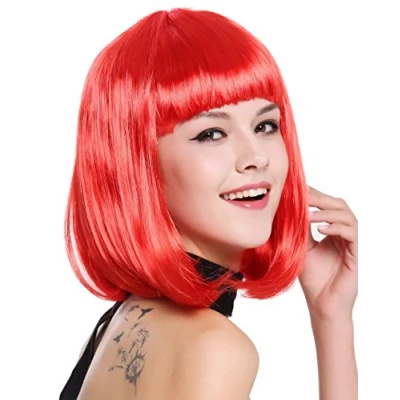 Abbildung von WIG ME UP 0073 3 PC13 Perücke Damenperücke Karneval Longbob Bob schulterlang glatt Pony rot