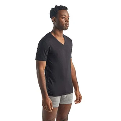 Abbildung von Icebreaker Merino Anatomica SS V Unterhemd/shirt, Herren, Größe: XXL, Black/monsoon