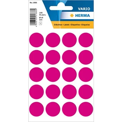 Abbildung von HERMA 1886 Punktaufkleber Klebepunkte pink rosa, 100 Stück, Ø 19 mm, 20 pro Bogen, selbstklebend, Markierungspunkte für Kalender Planer Basteln, matt, blanko Papier Farbpunkte Etiketten Aufkleber