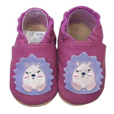 Abbildung von HOBEA Germany Krabbelschuhe für Jungs und Mädchen in verschiedenen Designs, Modell Schuhe:Igel lila, Schuhgröße:26/27