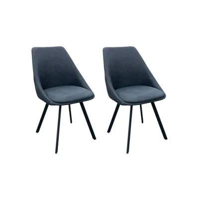 Abbildung von byLIVING Esszimmerstuhl 2er Set Jasper/Vintage Mikrofaser anthrazit/Gestell Metall schwarz matt/Sitzschale 360 drehbar/Esszimmerstuhl/B 55, H 85, T 59 cm