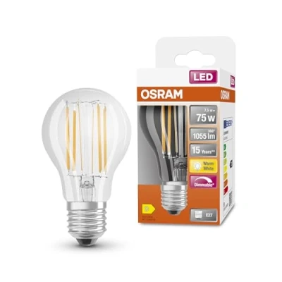 Abbildung von OSRAM Dimmbare Filament LED Lampe mit E27 Sockel, Warmweiss (2700K), klassische Birnenform, 7,8W Ersatz für 75W Glühbirne, klar, Retrofit CLASSIC A DIM