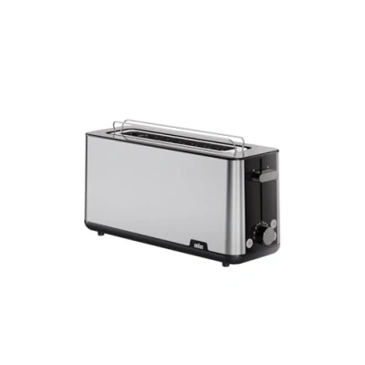 Abbildung von Braun Toaster PurShine HT 1610 BK, 25cm Brot Schlitz, 8 Bräunungsgrade, Aufwärm &amp; Auftaufunktion, Brötchenaufsatz, Krümelfach, 1030W, Schwarz