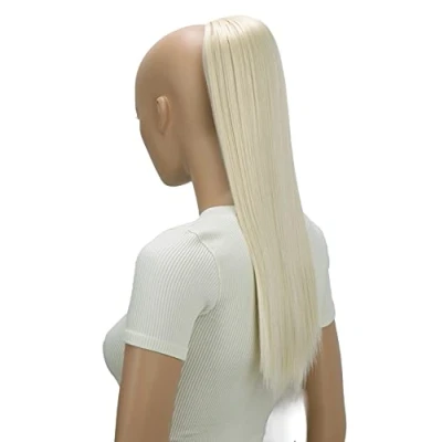 Abbildung von CAISHA 55cm Haarteil Nina mit Kordelverschluss Zopf Haarverlängerung Glatt Platinblond PH514