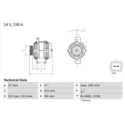Abbildung von BOSCH 0 986 081 820 Lichtmaschine 14V 150A MINI: Hatchback