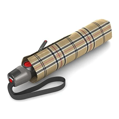 Abbildung von Knirps Taschenschirm T.200 Duomatic Auf Zu Automatik Sturmfest Windproof Check Beige