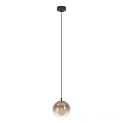 Abbildung von EGLO Hängelampe Ariscani 1, 1 flammige Pendelleuchte Esstisch, Hängeleuchte aus Metall in schwarz und Glas Kupfer, Esszimmerlampe hängend, E27 Fassung, Ø 42,5 cm