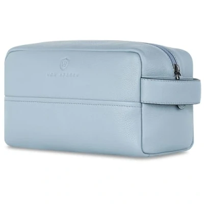 Abbildung von VON HEESEN Kulturbeutel Leder Kulturtasche für Herren &amp; Damen Echtleder Necessaire ideal zum Reisen Waschtasche und Kosmetiktasche mit einem Hauptfach hellblau, groß