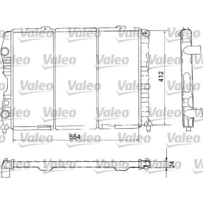 Abbildung von VALEO 731283 Kühler, Motorkühlung Aluminium 415 555 ohne Kühlmittelregler Kühlrippen mechanisch gefügt ALFA ROMEO: Spider
