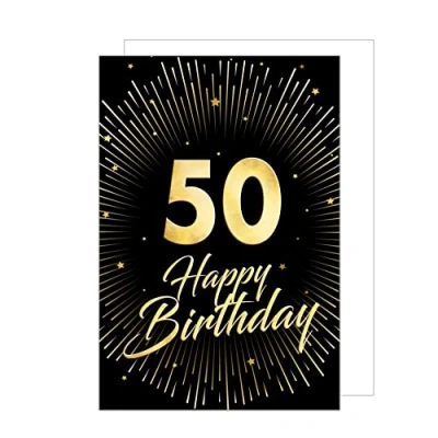 Abbildung von Edition Seidel Premium XXL Maxi Glückwunschkarte zum 50. Geburtstag mit Umschlag Format DIN A4. Geburtstagskarte Grußkarte Billet Happy Birthday Mann Frau gold (A4 GZ345 50)