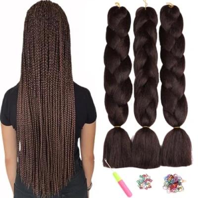 Abbildung von ShowJarlly Kanekalon Kunsthaar Haar, Haar Braids Extension, Ombre Jumbo Braid Haarverlängerung 24&quot;, Zöpfe Box Zum Einflechten 99J#