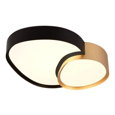 Abbildung von Trio Leuchten Deckenleuchte Rise 647510280, Metall Schwarz matt/Goldfarbig, Schirm Kunststoff Weiß, inkl. 21 Watt LED, Fernbedienung, Dimmbar, Lichtfarbe einstellbar