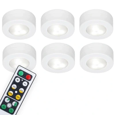 Abbildung von BRILONER Leuchten LED Schrankleuchten mit Fernbedienung, dimmbar, Unterbauleuchten batteriebetrieben, Nachtlicht für Schlafzimmer, inkl. Timerfunktion &amp; Klebepads, Treppenlicht, weiß, 58x26mm (DxH)