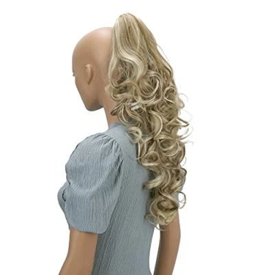Abbildung von CAISHA 50cm Haarzopf Sarah Haarteil mit Butterflyklammer Pferdeschwanz Haarverlängerung Voluminös Gewellt Blond Mix H14