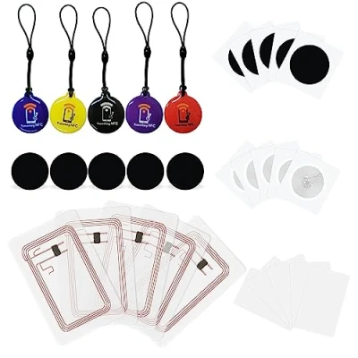 Abbildung von Timeskey NFC 30PCS NTAG 215 Sticker &amp; Karten Set NTAG215 Tags Kompatibel mit TagMo, Amiibo, 504 Bytes Memory