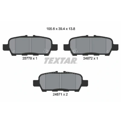 Abbildung von TEXTAR 2577801 Bremsbelagsatz mit akustischer Verschleißwarnung NISSAN: Juke, X Trail, Leaf II, SUZUKI: Grand Vitara 2 SUV, RENAULT: Koleos