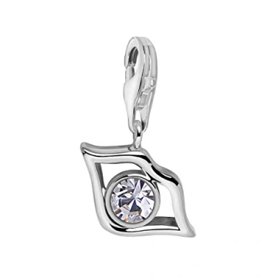 Abbildung von Quiges Charm Anhänger Weiß Zirkonia Mund Lippen Form 925 Silber mit Karabinerverschluss für Bettelarmband