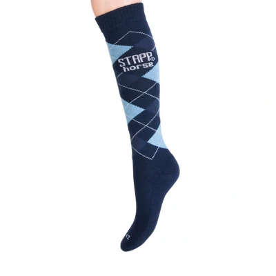 Abbildung von StappHorse Reitsocken Checkered Marine Blau Jeans 39 42