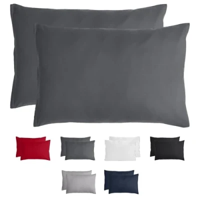 Abbildung von Komfortec Kissenbezug 50x70 cm 2er Set aus Gebürstet Mikrofaser mit Reißverschluss, Atmungskativ und Weich Anthrazit