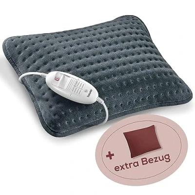Abbildung von Beurer HK 48 Cosy Sofa Heizkissen mit Schnellheizung, 3 beleuchtete Temperaturstufen und Abschaltautomatik, extra weiches Wendekissen, zusätzlichem Filz Bezug, grün