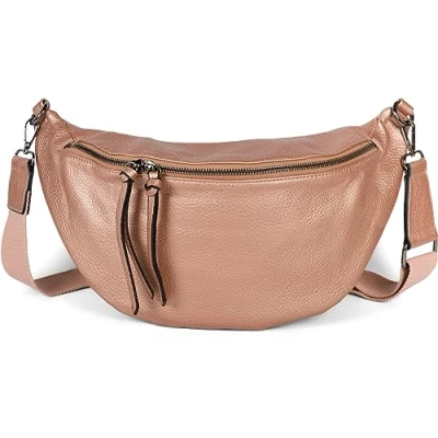 Abbildung von styleBREAKER Damen Halbmond Crossbody Schultertasche, abnehmbarer verstellbarer Schultergurt, Einfarbige Handtasche 02012386, Farbe:Rosegold