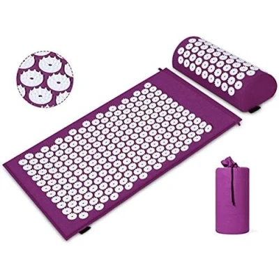 Abbildung von Akupressur Set,Akupressurmatte mit Kissen gegen Nacken und Rückenschmerzen,Magnetfeldtherapie zur einer Tragetasche,Akupressur Massagematte ideal für Frauen Männer geeignet