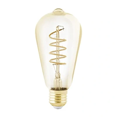 Abbildung von EGLO E27 Lampe dimmbar, Spiral LED Retro Glühbirne, Vintage Deko Leuchtmittel amber, 4 Watt (entspricht 25 Watt), 245 Lumen, warmweiß, 2200k, Edison Birne ST64, Ø 6,4 cm