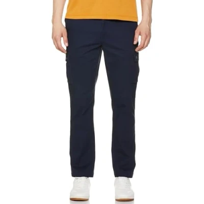 Abbildung von Amazon Essentials Herren Gerade geschnittene Stretch Cargohose (erhältlich in Big &amp; Tall), Marineblau, 40W / 32L