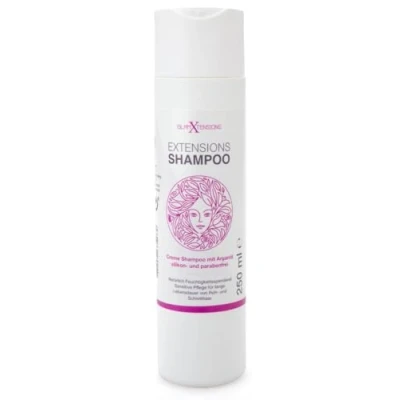 Abbildung von Extensions Shampoo ohne Silikone hoher Anteil Arganöl Für Rohhaar, Echthaar, Pflege Haarverlängerungen Perücken und Haarteile, 1 x 250ml