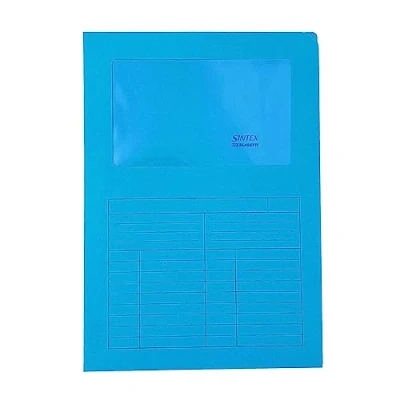Abbildung von Blasetti Dokumentenmappen mit Fenster SINTEX HELLBLAU Dokumentenordner für Büro, Format A4, Farbe Hellblau, Packung 50 Stück, 120 g/m² Papier, Auf zwei Seiten offen.