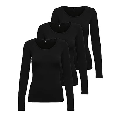 Abbildung von ONLY Damen Onllive Love LS O Neck TOP 3 Pack, XXL