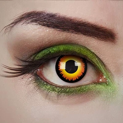 Abbildung von aricona Kontaktlinsen Tageslinsen Schwarz gelbe farbig Wolf Eyes Halloween ohne Stärke für &amp; Kostüm Partys