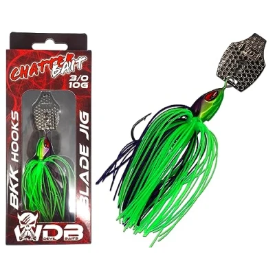 Abbildung von Angel Berger Wild Devil Baits Blade Jig Chatterbait Spinnköder Chatter Bait Kunstköder Barsch Hecht Zander (Purple Chartreuse)