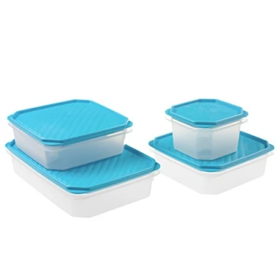 Abbildung von Tatay Set von 4 Frischhaltedosen (1 x 2,1 l, 2 1,3 1 0,6 l), Vakuum, Flexible Druckdeckel, BPA frei, Geeignet Mikrowelle und Spülmaschine, Blau
