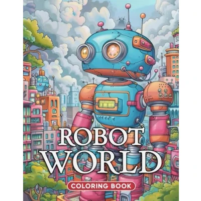Abbildung von Robot World Coloring Book: 50 Grayscale Illustrations Dive into the Intriguing of Mechanical Beings