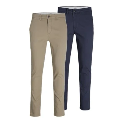 Abbildung von Jack &amp; Jones 2 PACK Chino, Herren, Größe: 32x34, Beige/navy blazer