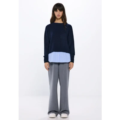 Abbildung von SPRINGFIELD Damen 3.t.ap.Sweater Elastan Bimateria Jersei, Marineblau, XS