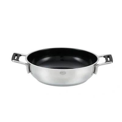 Abbildung von RÖSLE SILENCE PRO CeraPlus Servierpfanne, Antihaft &amp; Robust 28 cm, Hitzebeständig bis 260 C, Keramikversiegelung, silbern, Edelstahl 18/10, spülmaschinengeeignet
