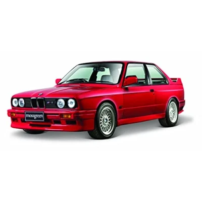 Abbildung von Bburago BMW M3 (E30): Modellauto im Maßstab 1:24, Türen beweglich, rot (18 21100R), Groß
