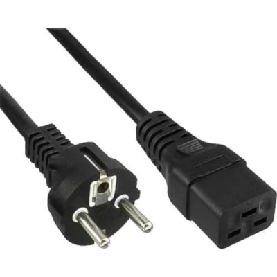 Abbildung von PremiumCord Netzkabel 230V 3m, Stromkabel mit Schutzkontakt auf Kaltgerätebuchse C19, IEC 320, PC 3 Polig, 16A, Farbe schwarz