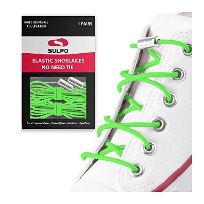 Abbildung von SULPO Elastische Gummi Schnürsenkel mit Metallverschluss Ohne Binden Gummischnürsenkel Schnürsenkelersatz, Schleifenlose Schuhbänder für alle Schuhe (Blau)…