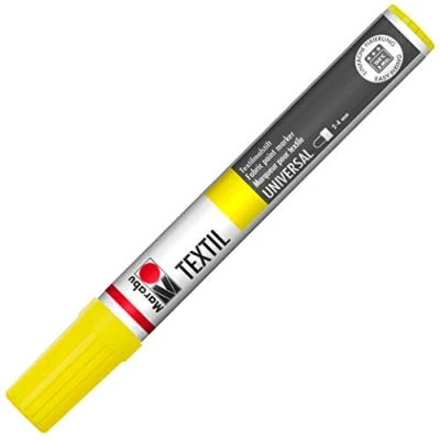 Abbildung von Marabu 01170003020 Textil Painter zitron 020, Strichstärke ca. 2 4 mm, Stoffmalstift für helle Stoffe, auf Wasserbasis, weicher Griff, waschbeständig bis 60C, lichtecht, einfache Anwendung