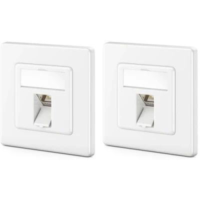 Abbildung von deleyCON 2x CAT8 Keystone Netzwerkdosen Set 2000 MHz 40 GBit/s Unterputz Netzwerkdose &amp; Modul mit RJ45 Buchse STP Geschirmt Metall Gehäuse Datendose Netzwerkkabel Verlegekabel