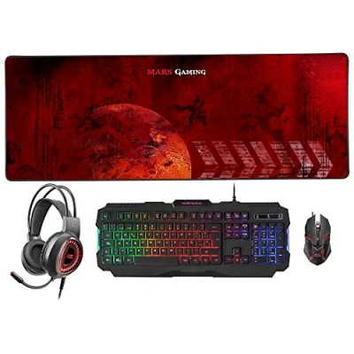 Abbildung von Mars Gaming MCPRGB2FR, Combo Tastatur, Maus, XXL Mousepad &amp; Headset, Französische Sprache
