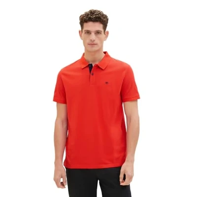 Abbildung von TOM Tailor WITH Contrast Poloshirt, Herren, Größe: Small, Basic red