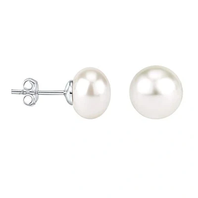 Abbildung von SILVEGO Damen Perlenohrringe 925 Sterling Silber, hypoallergene Ohrstecker, weiße Süßwasserperlen, hohe Qualität, Silber rhodiniert nickelfrei