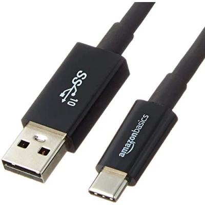 Abbildung von Amazon Basics Schnelllade Adapterkabel, USB C auf A 3.1 (Gen. 2), 10 GBit/s Highspeed, IF Zertifiziert, kompatibel mit iPhone 15, iPad, Tablets, Laptops, 0.9 m, schwarz